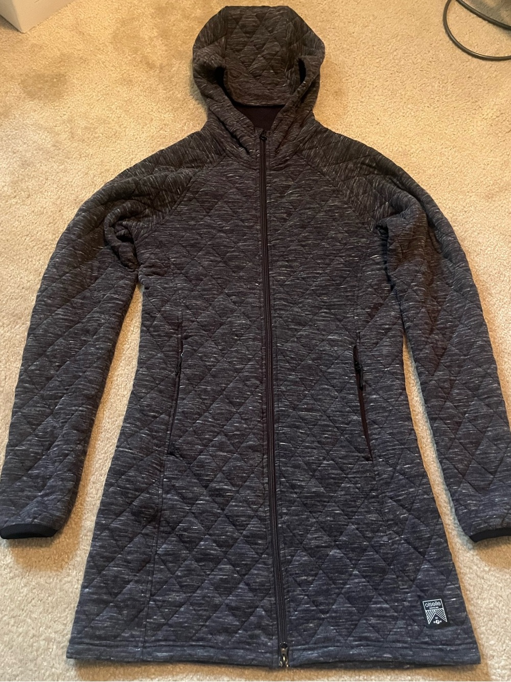 Oiselle Quilted Lauren Long Jacket in Charcoal Sz XS